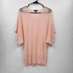 Eileen Fisher XS Pink Linen Knit Top Dolman Sleeve Lightweight Sweater